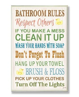 Stupell Industries Home Decor Bathroom Rules Typography Rubber Ducky Bathroom Art Collection