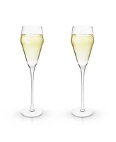 Viski Raye Angled Crystal Prosecco Glasses Set of 2, 8 Oz