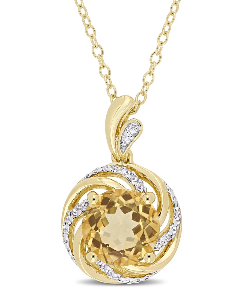 Citrine (1-4/5 ct. t.w.), White Topaz (1/7 ct. t.w.) and Diamond Accent Swirl 18" Necklace in 18k Yellow Gold Over Sterling Silver