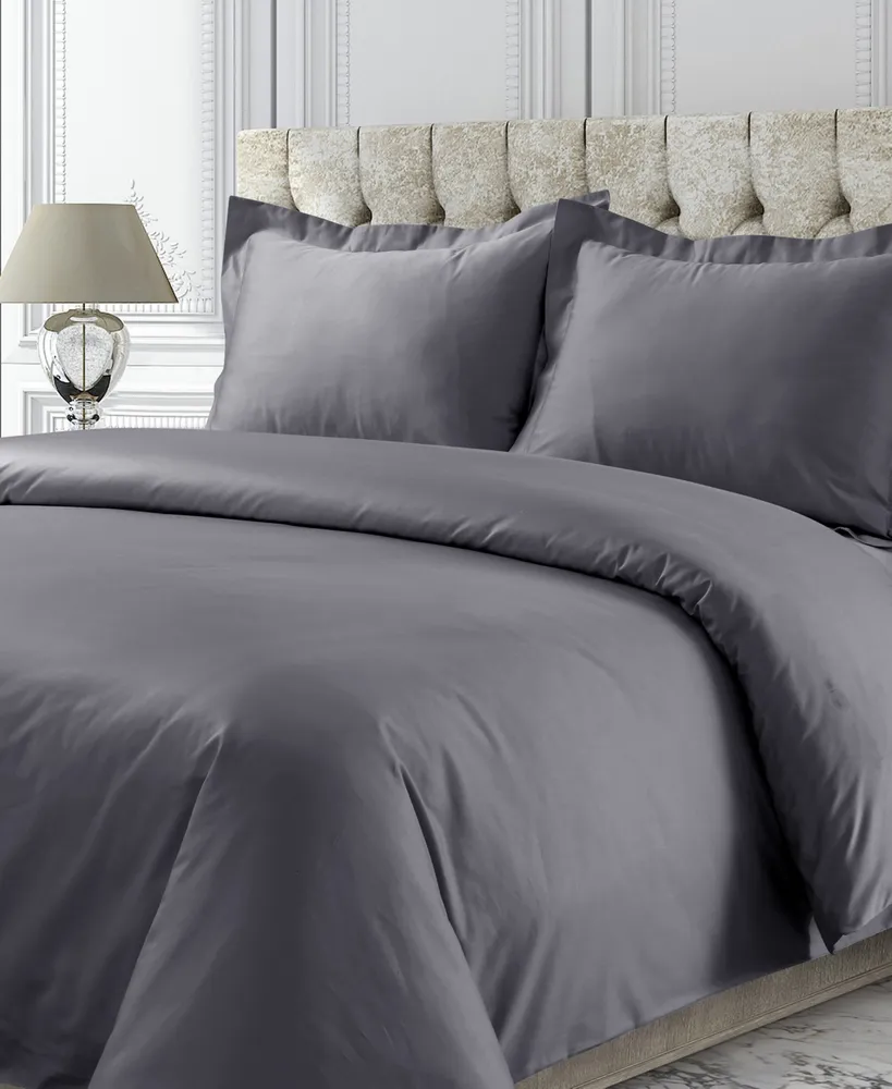 Tribeca Living 750 Thread Count Sateen Oversized Solid Duvet Cover Set