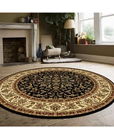 Closeout! Km Home 1318/1526/Black Navelli Black 5'3" x 5'3" Round Area Rug