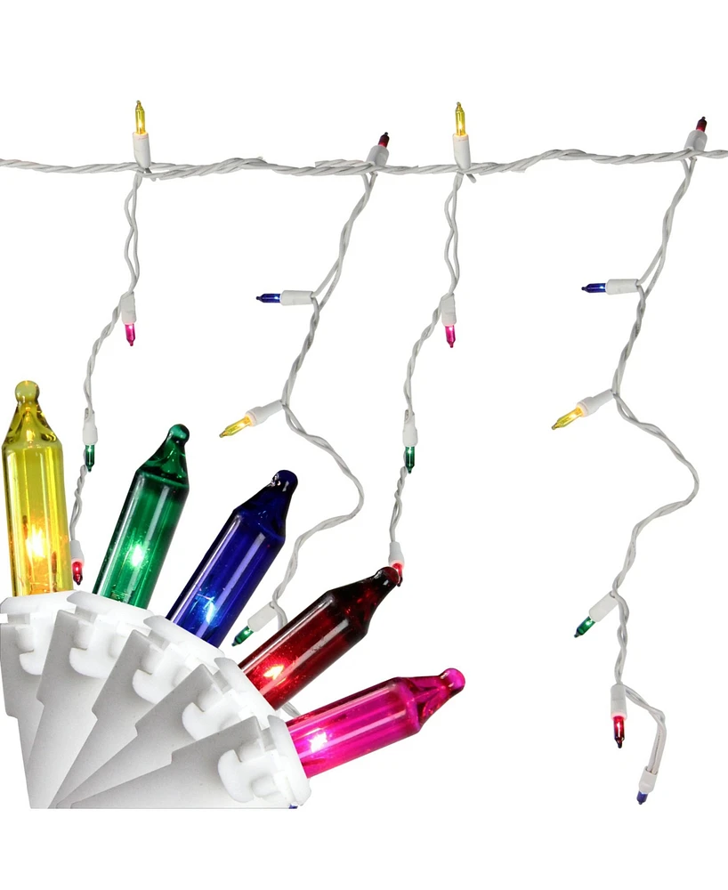Northlight Set of 100 Multi-Color Mini Icicle Christmas Lights 3" Spacing - White Wire