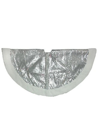 Northlight 47.2" Sparkling Silver and White Christmas Tree Skirt