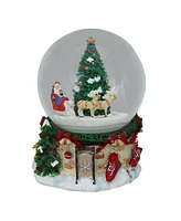 Northlight 6.75" Musical and Animated Santa on Sleigh Rotating Christmas Snow Globe