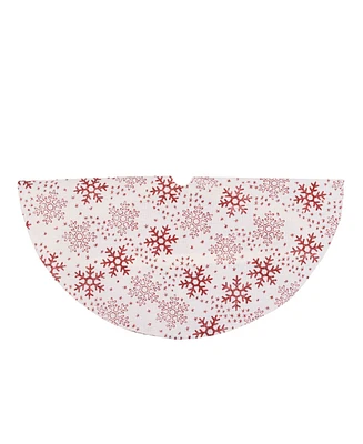 Northlight 20" White and Red Glitter Snowflake Mini Burlap Christmas Tree Skirt