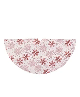 Northlight 20" White and Red Glitter Snowflake Mini Burlap Christmas Tree Skirt
