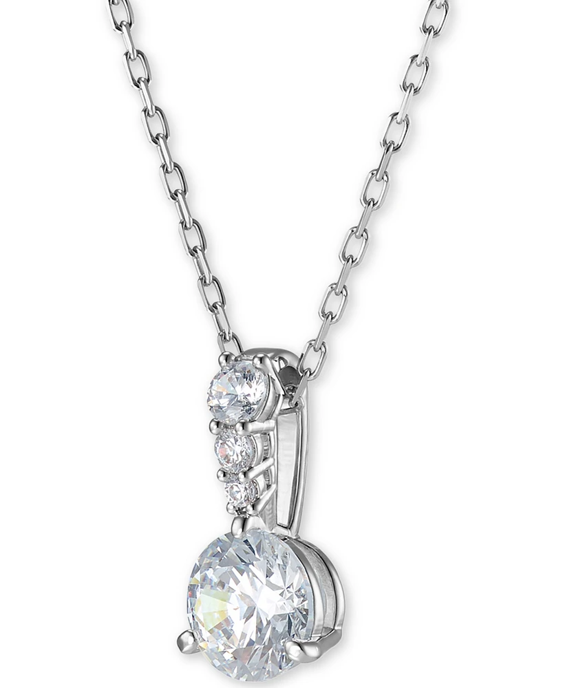 Swarovski Silver-Tone Crystal Solitaire Pendant Necklace, 14-7/8" + 2" extender