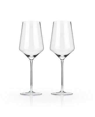 Viski Raye Angled Crystal Bordeaux Wine Glasses, Set of 2, 16 Oz
