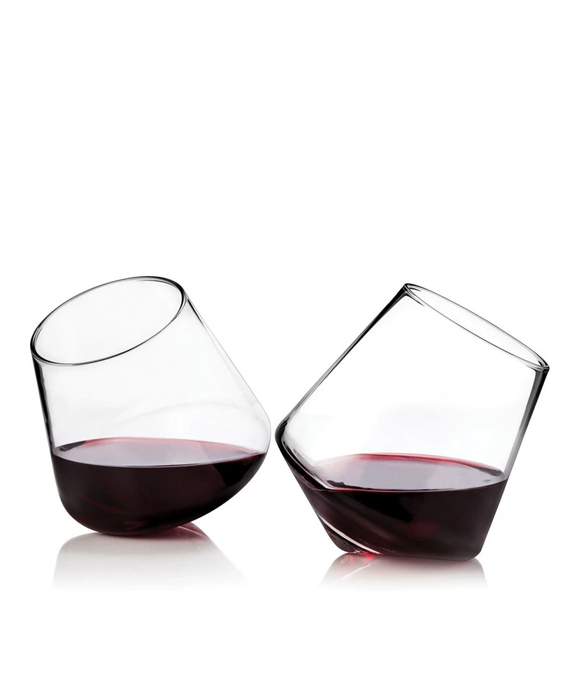 Viski Rolling Crystal Wine Glasses, Set of 2, 12 Oz