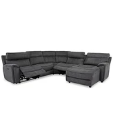 Closeout! Hutchenson 5-Pc. Fabric Chaise Sectional with 2 Power Recliners