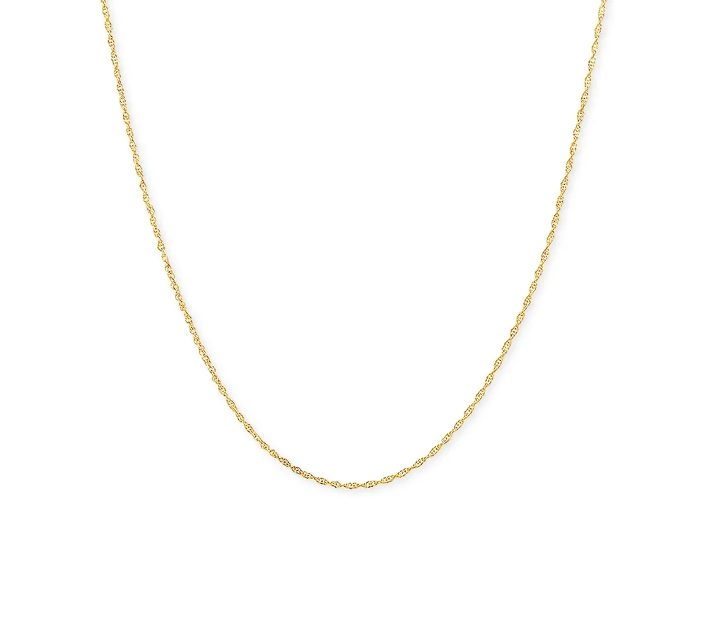 Lightweight 14k Yellow Gold Necklace, 20" Light Rope Chain (1mm)