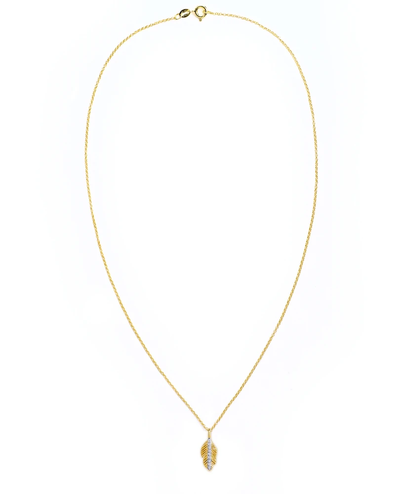 Diamond 1/10 ct. t.w. Leaf Pendant Necklace in 14K Yellow Gold over Sterling Silver
