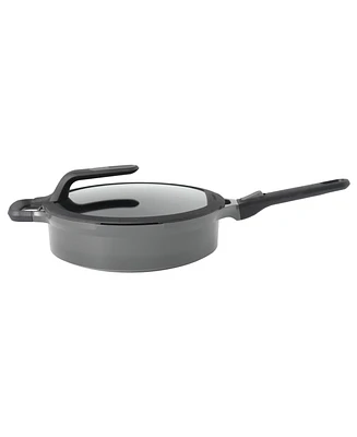 BergHOFF Gem 11" Stay-Cool Saute Pan 4.9Qt., Detachable Handle, Gray, Glass Lid