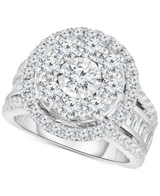 Trumiracle Diamond Cluster Bridal Collection In 10k White Gold