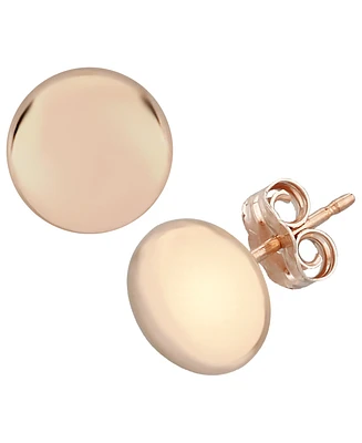 Flat Ball Stud Earrings Set in 14k Rose Gold (7mm)