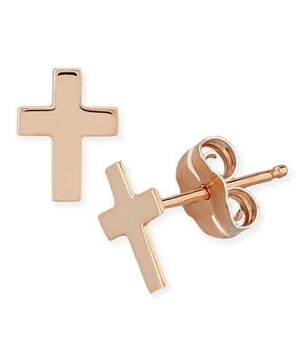 Flat Cross Stud Earrings 14k White, Yellow or Rose Gold