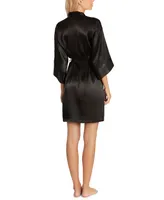 Linea Donatella Women's Short Satin Wrap Robe Lingerie