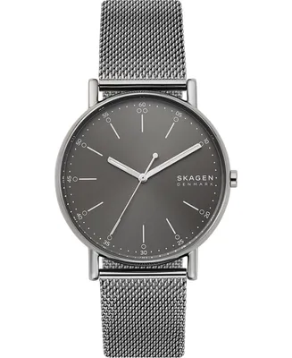 Skagen Men's Signatur Gunmetal Stainless Steel Mesh Bracelet Watch 40mm