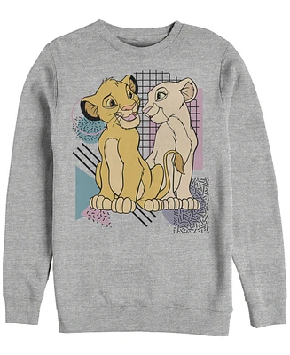 Disney Men's Lion King Retro Simba and Nala, Crewneck Fleece