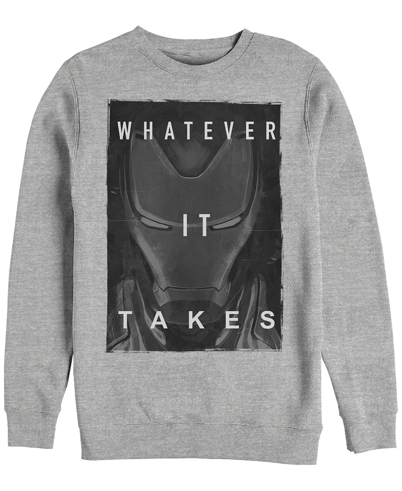 Marvel Men's Avengers Endgame Iron Man Whatever It Takes Poster, Crewneck Fleece