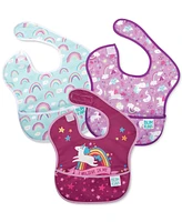 Bumkins Baby Girls SuperBib Waterproof Baby Bibs, Pack of 3