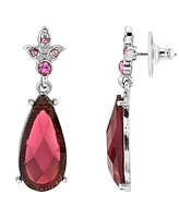 2028 Silver-Tone Stone and Crystal Teardrop Earrings