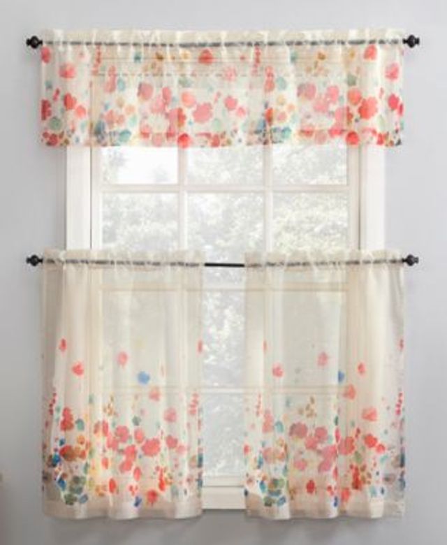 Rosalind Watercolor Floral Tier Valance Collection