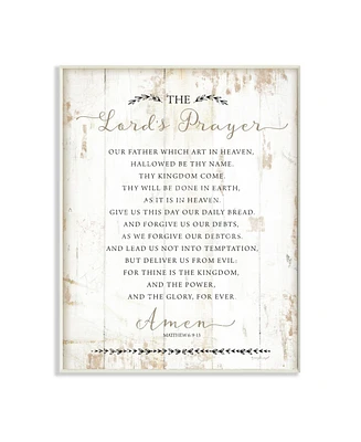 Stupell Industries The Lords Prayer Our Father Rustic Distressed White Wood Look, 10" L x 15" H
