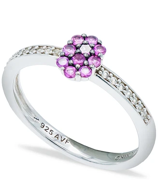 Pink Sapphire (1/3 ct. t.w.) Diamond (1/20 ct. t.w.) Stackable Ring in Sterling Silver