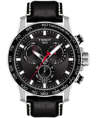 Tissot Men's Swiss Chronograph Supersport T-Sport Black Leather Strap Watch 46mm