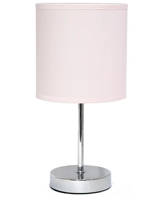 Simple Designs Chrome Mini Basic Table Lamp with Fabric Shade