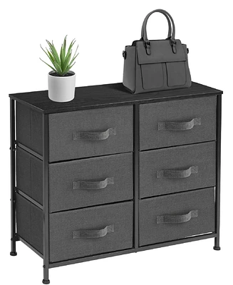 Sorbus 6 Drawers Dresser- Storage Unit with Steel Frame, Wood Top, Fabric Bins - for Bedroom, Closet