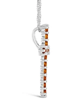 Gemstone Cross Pendant Necklace Sterling Silver