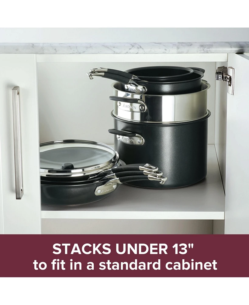 Anolon SmartStack Hard-Anodized Nesting Cookware Set, 10 Piece