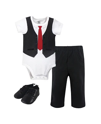 Little Treasure Baby Boys Cotton Bodysuit, Pant and Shoe 3pc