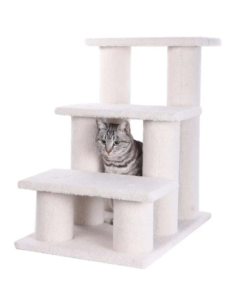 Armarkat 3 Step Real Wood Cat Step Stairs Ramp, 25" Height Dogs Climber And Kitten Steps B3001
