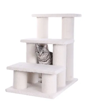 Armarkat 3 Step Real Wood Cat Step Stairs Ramp, 25" Height Dogs Climber And Kitten Steps B3001