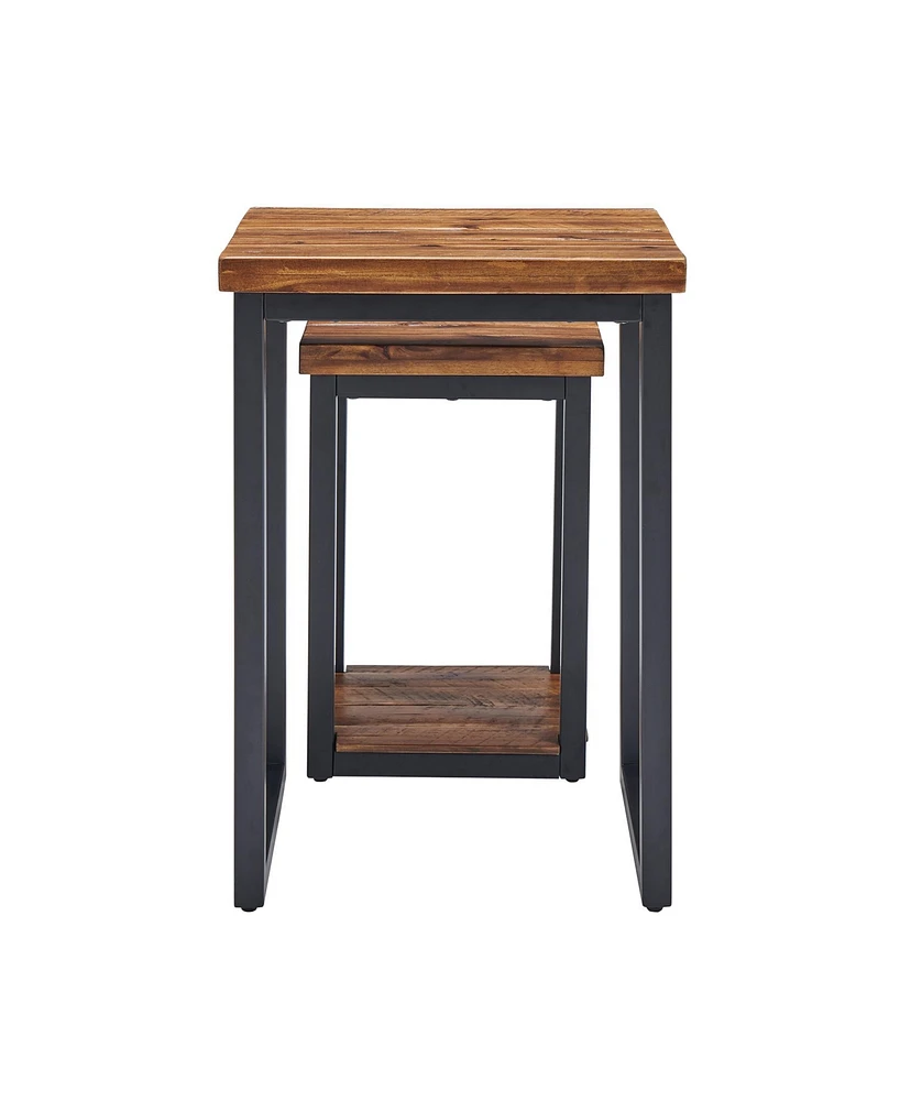 Alaterre Furniture Claremont Rustic Wood Nesting End Tables Set