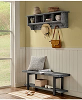 Alaterre Furniture Pomona Metal and Wood Entryway Coat Hook with Storage Cubbies