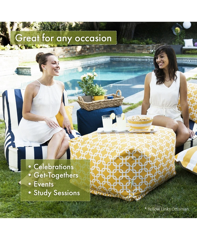 Majestic Home Goods Chevron Ottoman Square Pouf with Removable Cover 27" x 17"