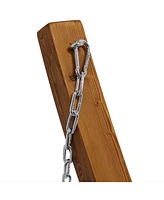 Quilted Double Fabric 2-Person Hammock with Curved Arc Wood Stand