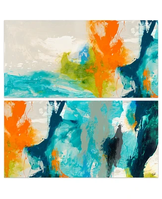Empire Art Direct Tidal Abstract 1 and 2 Frameless Free Floating Tempered Glass Panel Graphic Wall Art, 48" x 24" x 0.2"