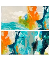 Empire Art Direct Tidal Abstract 1 and 2 Frameless Free Floating Tempered Glass Panel Graphic Wall Art, 48" x 24" x 0.2"