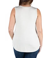 24seven Comfort Apparel Plus V-Neck Sleeveless Rounded Hemline Top