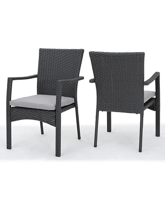 Noble House Corsica Outdoor Dining Chair with Cushions, Set of 2