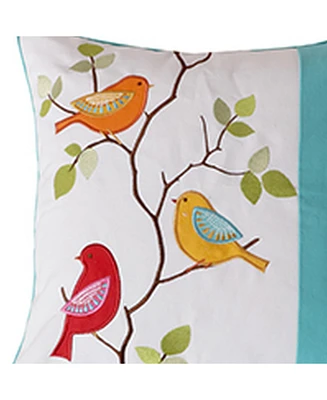 Levtex Sophia Pieced Bird Embroidered Decorative Pillow, 20" x 20"