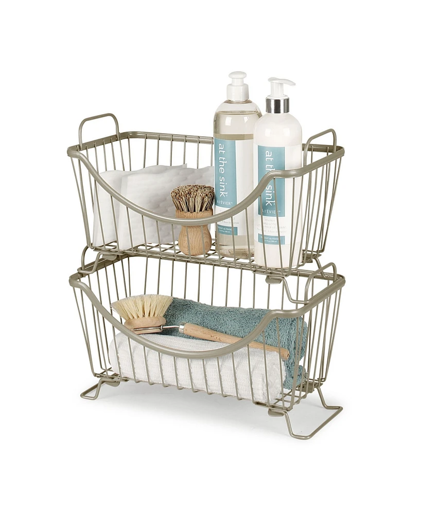 Spectrum Diversified Ashley Stackable Wire Basket with Raised Feet and Looped Handles, Small