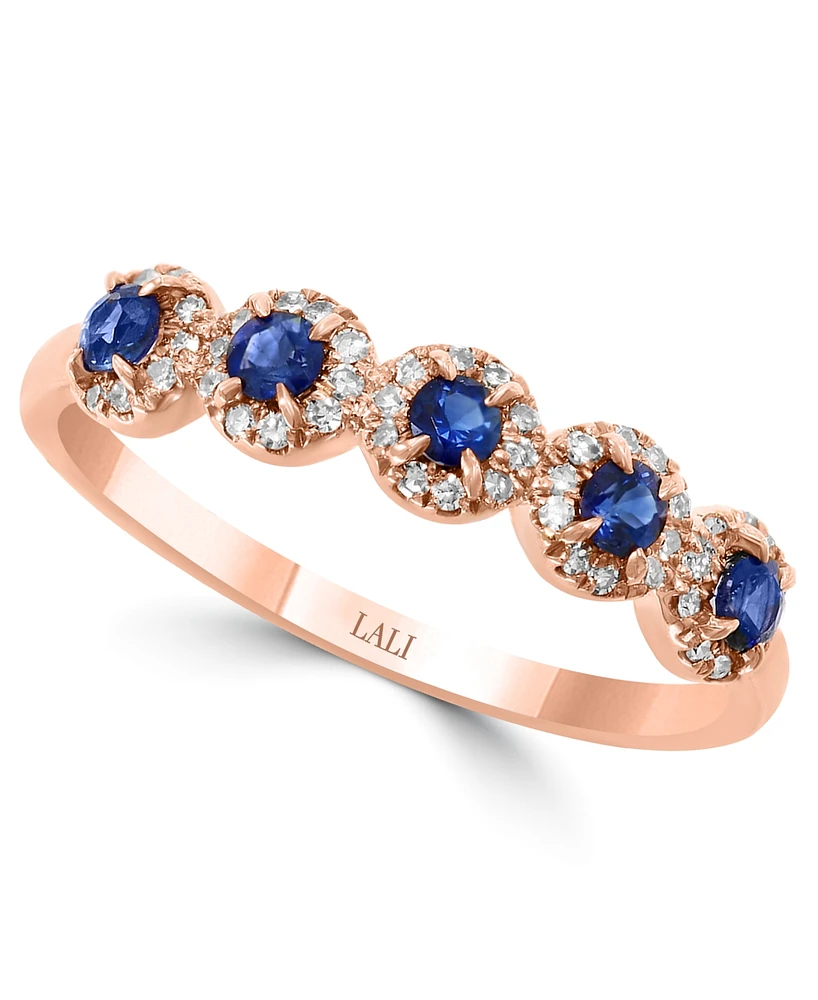 Lali Jewels Sapphire (1/3 ct. t.w.) & Diamond (1/6 Cluster Band 14k Rose Gold or White