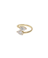 Ettika Crystal Teardrop and Gold Tone Wrap Ring