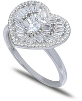 Giani Bernini Cubic Zirconia Baguette Heart Statement Ring Sterling Silver, Created for Macy's